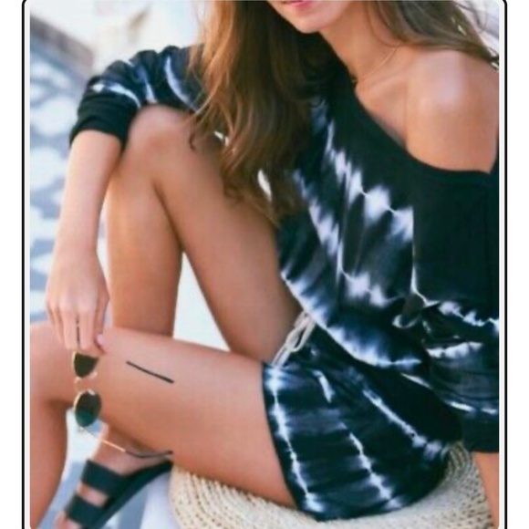 NWT Sundry For EVEREVE BLK Tie Dye Off the Shoulder Sweatshirt Wm 0(SM) LS Soft - Picture 1 of 15